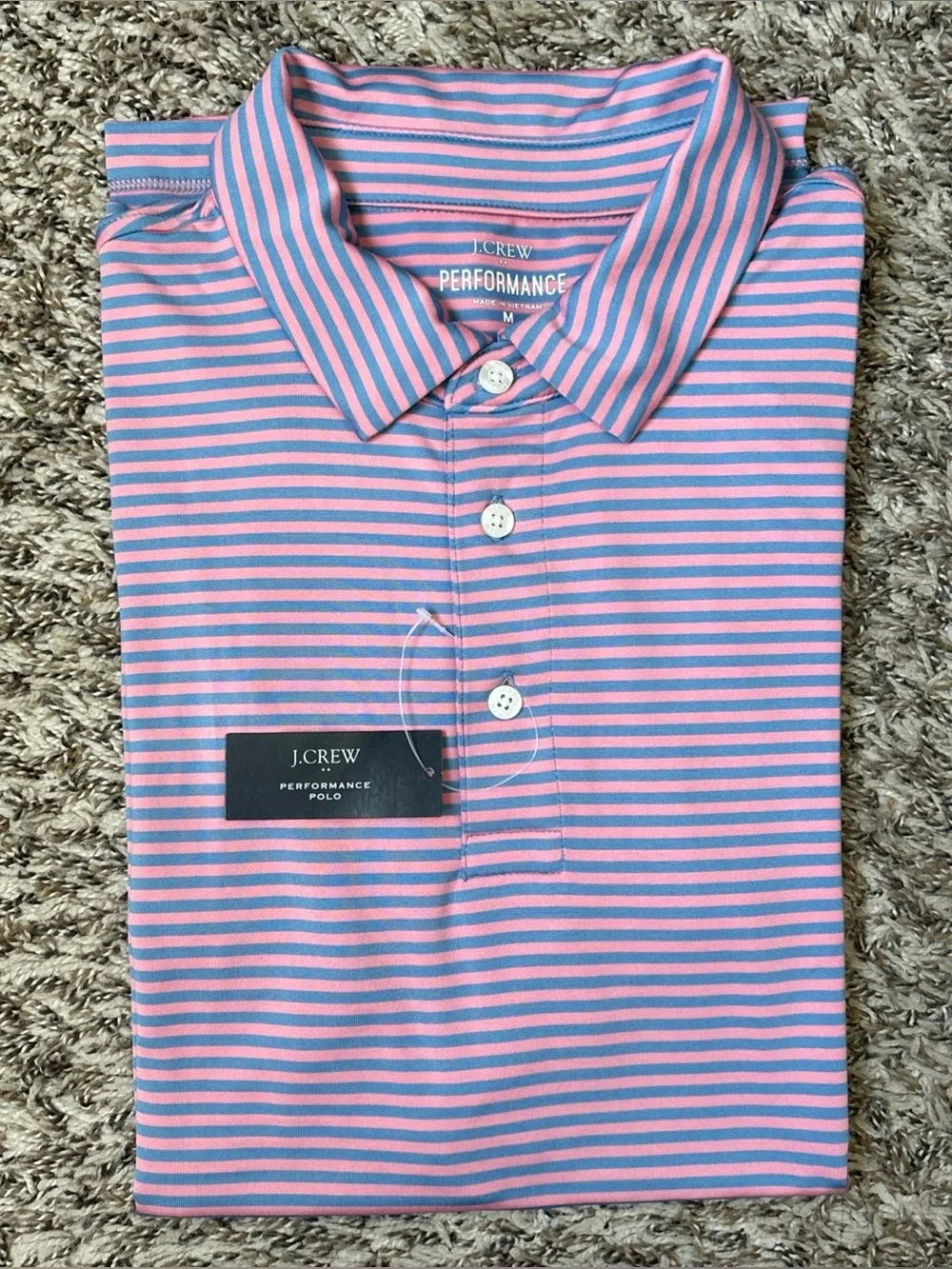 J. Crew Striped Polo in Pink and Blue